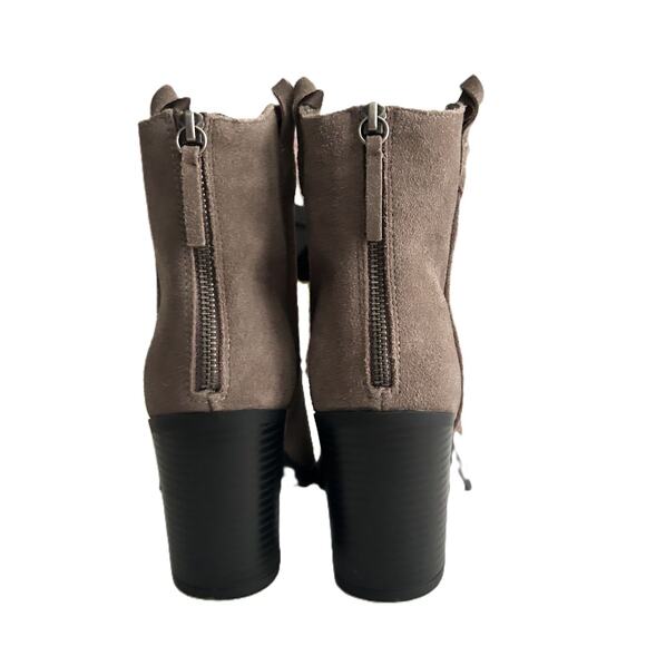 NWOB Mia Pewter Leather Suede Short Boots Zipper Stacked Heel-8M - Picture 8 of 13